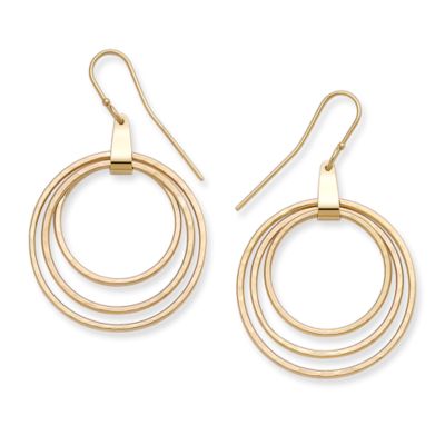 Three Hammered Circles Dangle Earrings